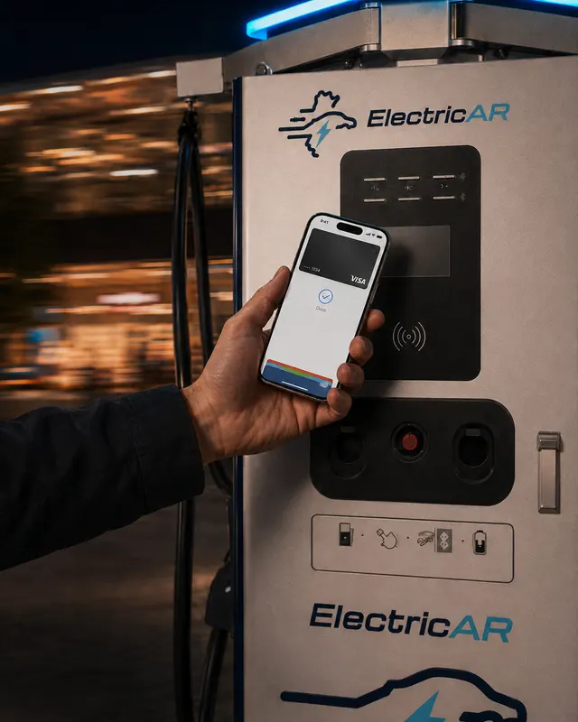 Pago con el teléfono en un cargador